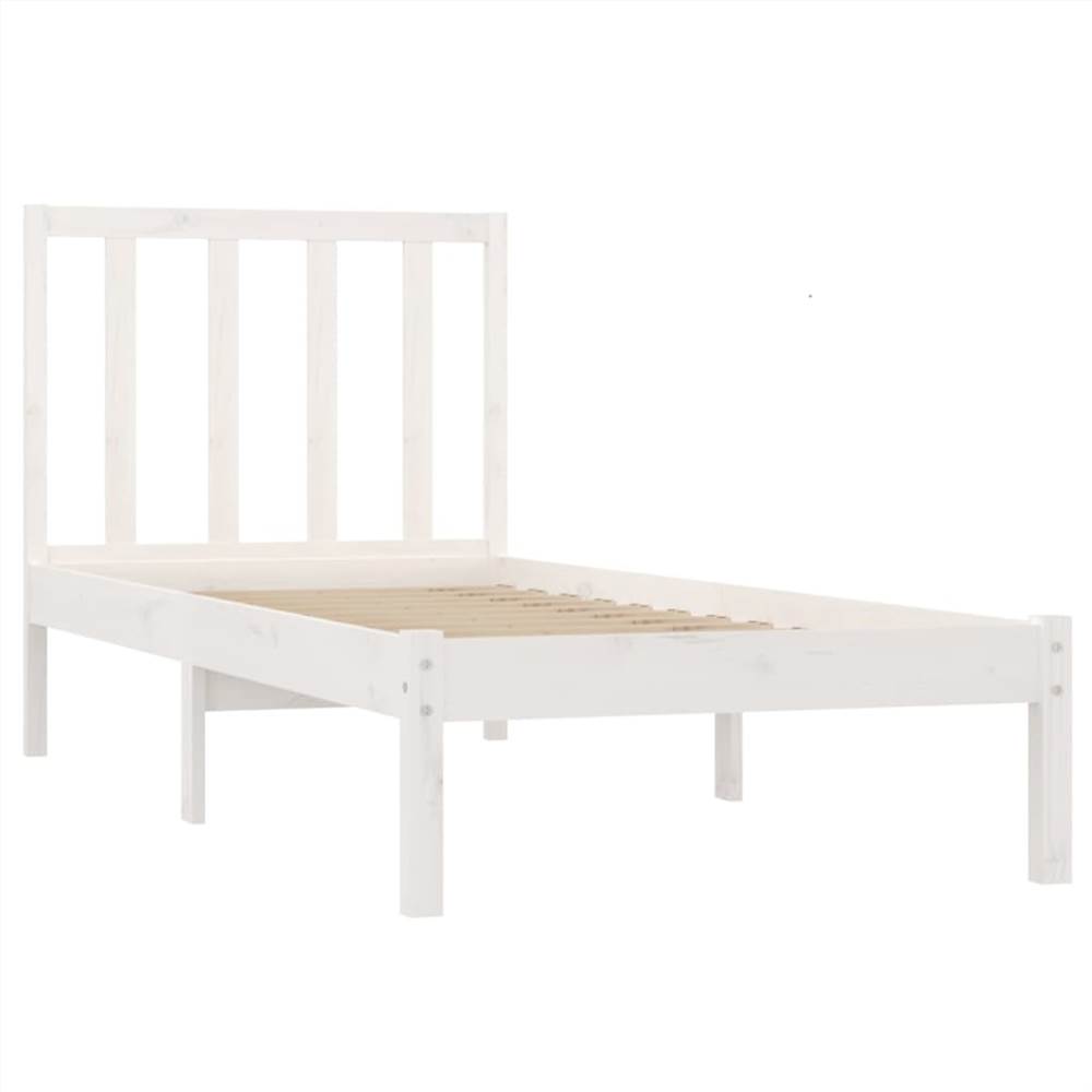 Bed Frame White Solid Wood Pine 75x190 cm 2FT6 Small Single