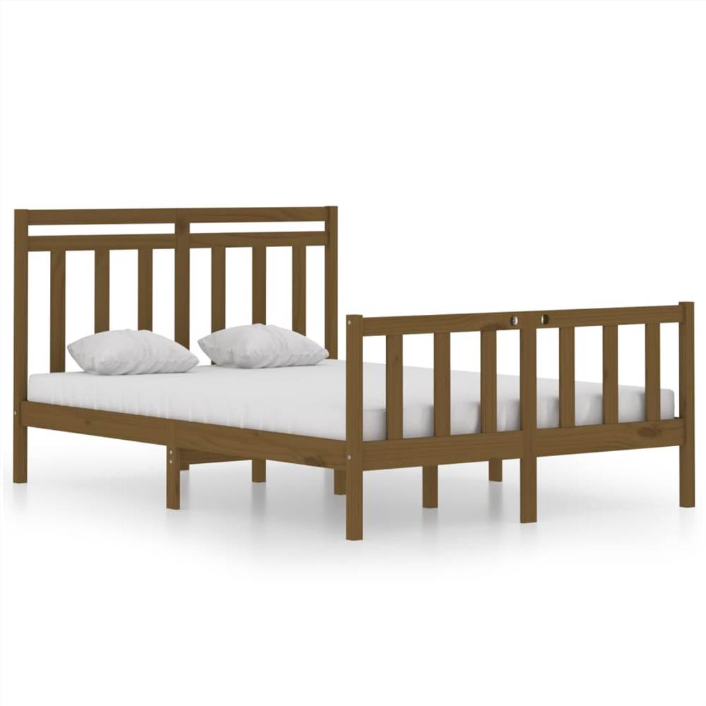 Bed Frame Honey Brown Solid Wood 120x190 cm 4FT Small Double