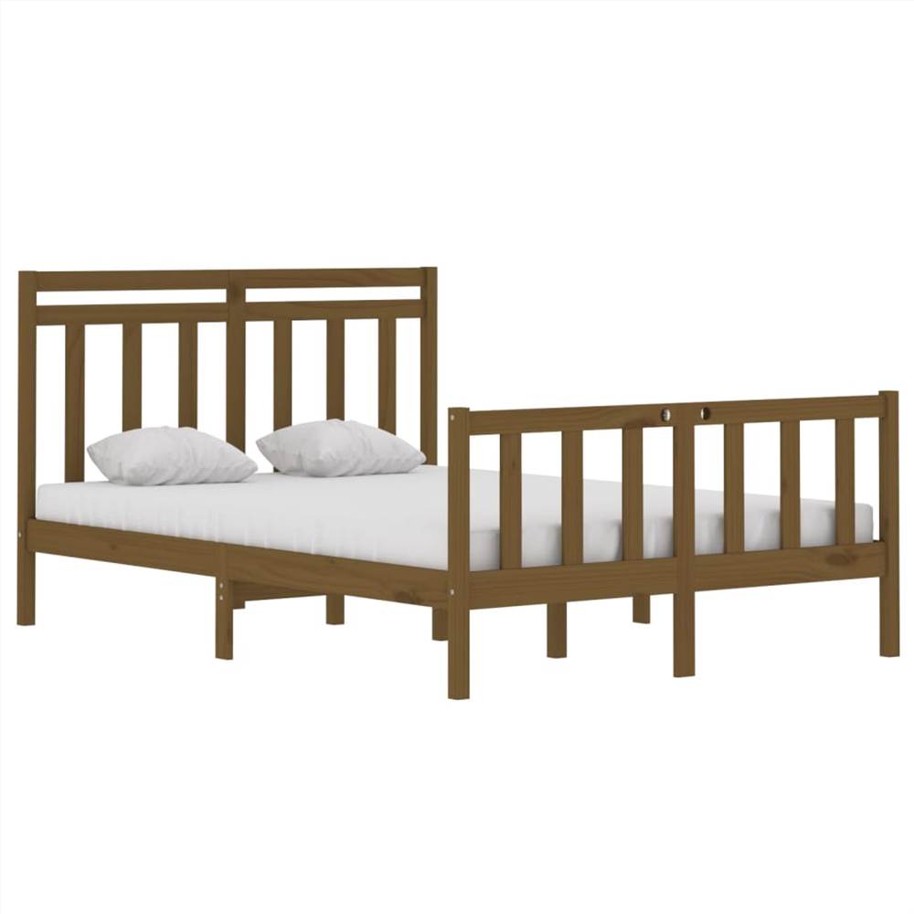 Bed Frame Honey Brown Solid Wood 120x190 cm 4FT Small Double
