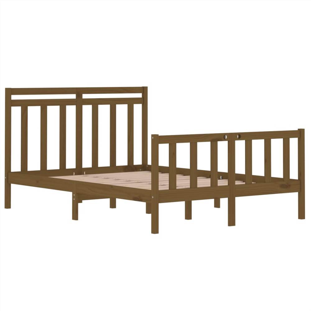 Bed Frame Honey Brown Solid Wood 120x190 cm 4FT Small Double
