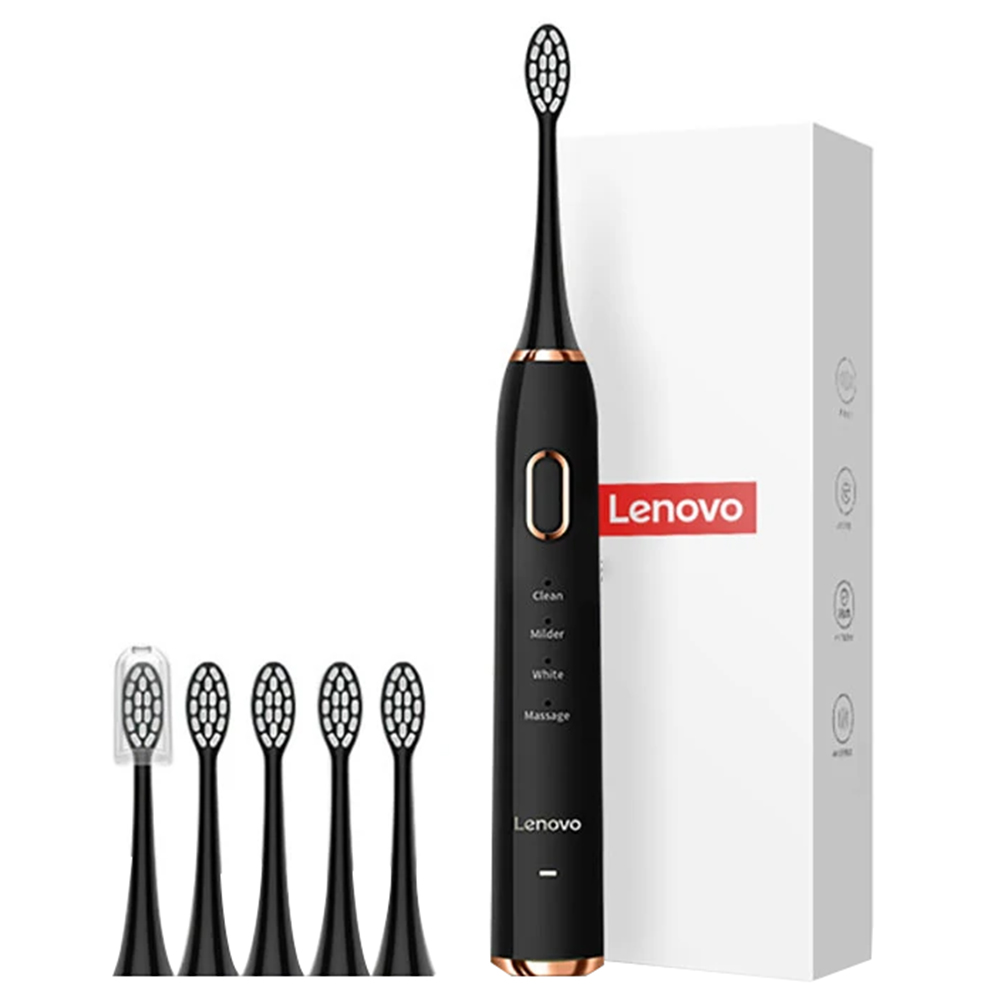 

Lenovo B002 Electric Toothbrush USB Charging Waterproof Removing Dental Plaque, Teeth Sonic, 12 Cleaning Modes - Black
