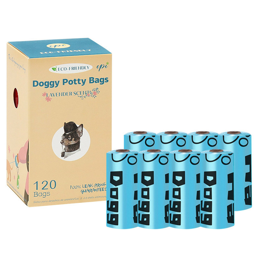 

Pet Garbage Bag 1.5cmm Thickness Dog Poop Bags, EPI Fully Degradable Pet Waste Bags, 8 Rolls 120 Counts - Blue