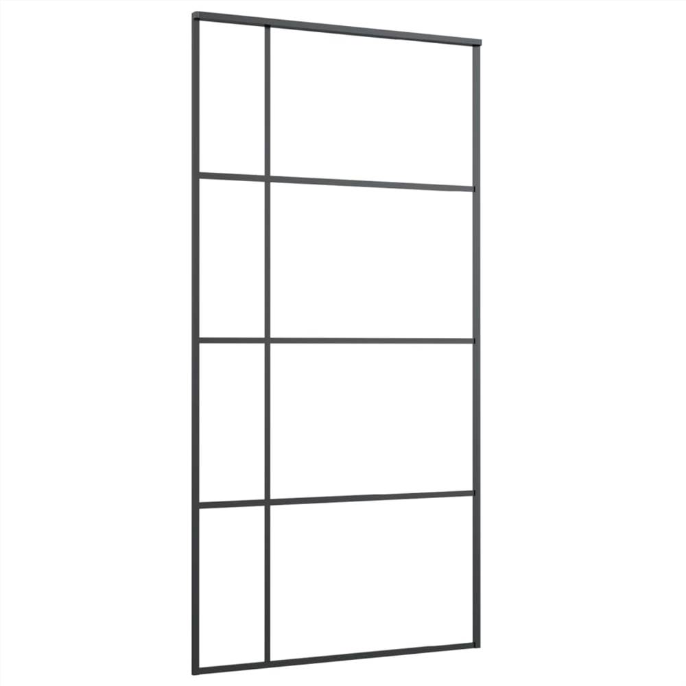Sliding Door Frosted ESG Glass and Aluminium 102.5x205 cm Black