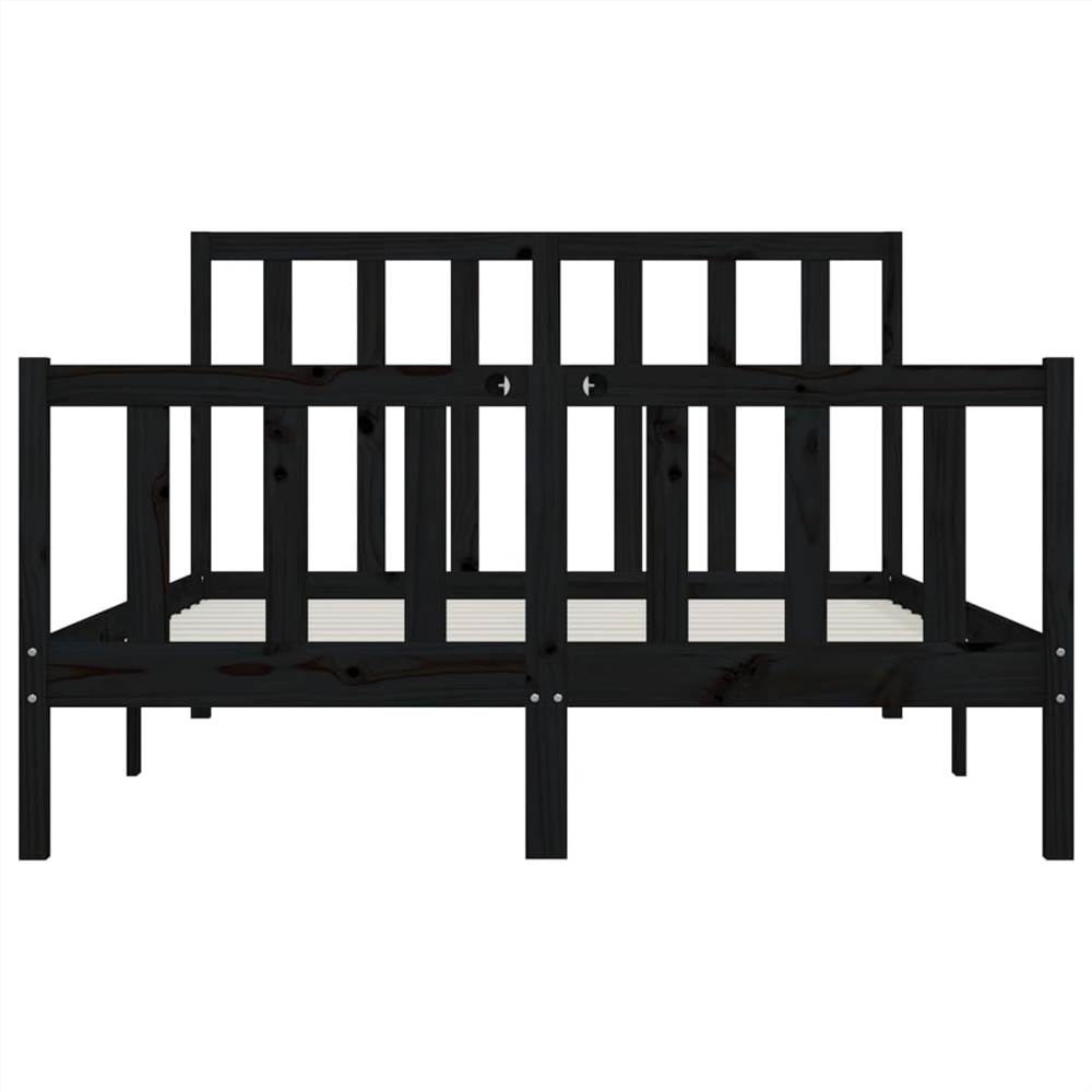 Bed Frame Black Solid Wood 150x200 cm 5FT King Size