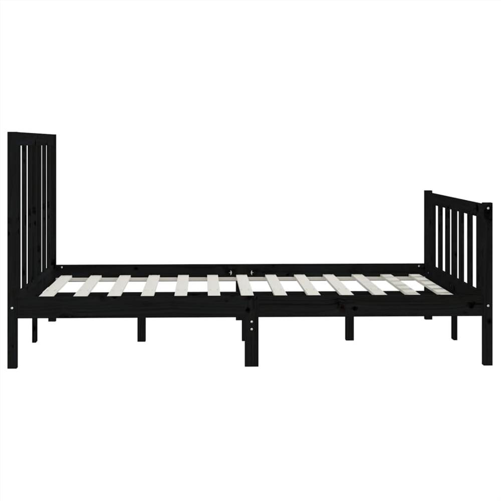 Bed Frame Black Solid Wood 150x200 cm 5FT King Size