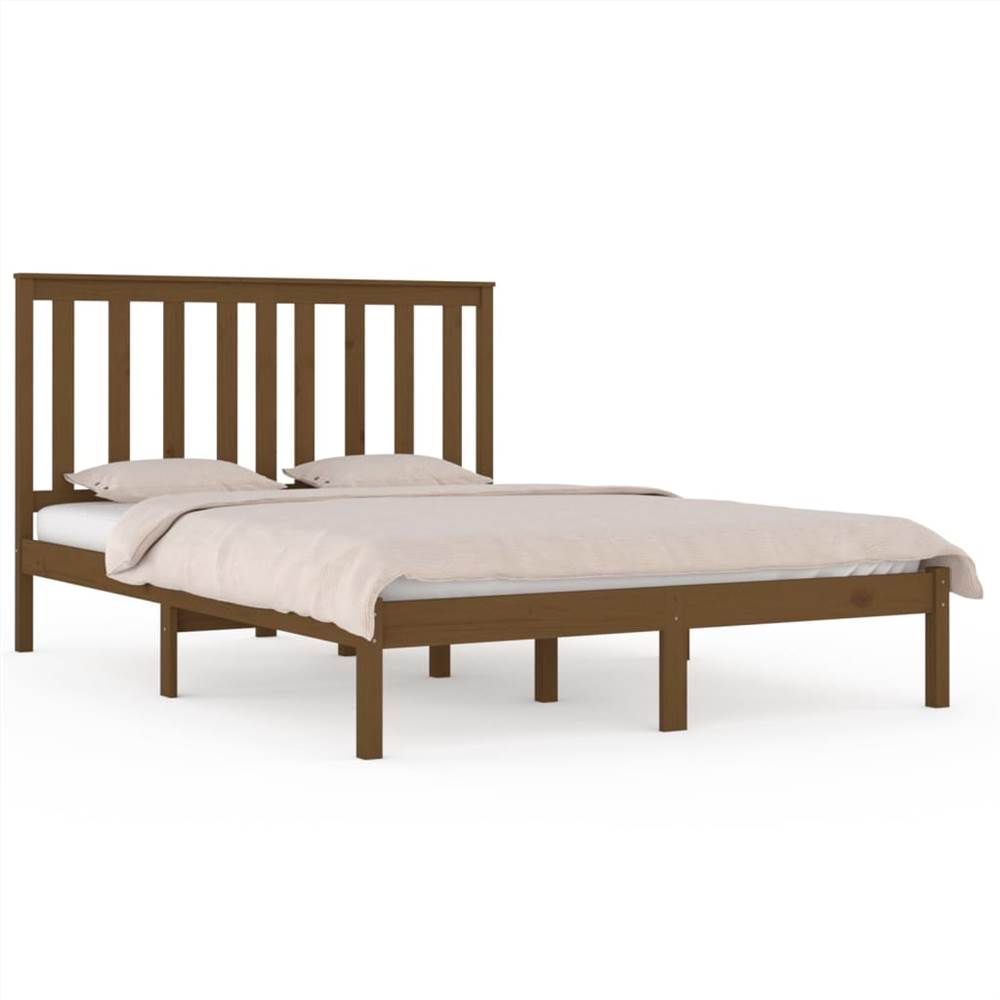 Bed Frame Honey Brown Solid Wood Pine 150x200 cm 5FT King Size
