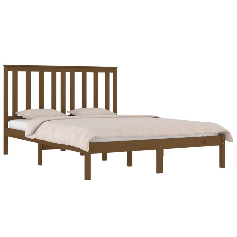 Bed Frame Honey Brown Solid Wood Pine 150x200 cm 5FT King Size