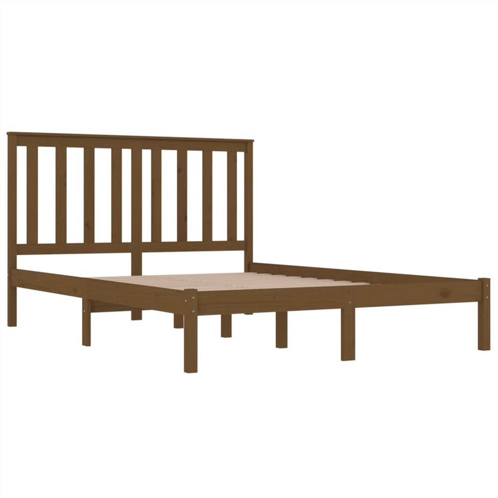 Bed Frame Honey Brown Solid Wood Pine 150x200 cm 5FT King Size