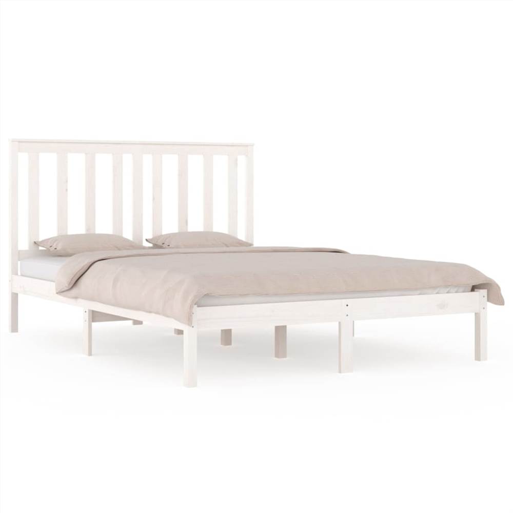Bed Frame White Solid Wood Pine 160x200 cm