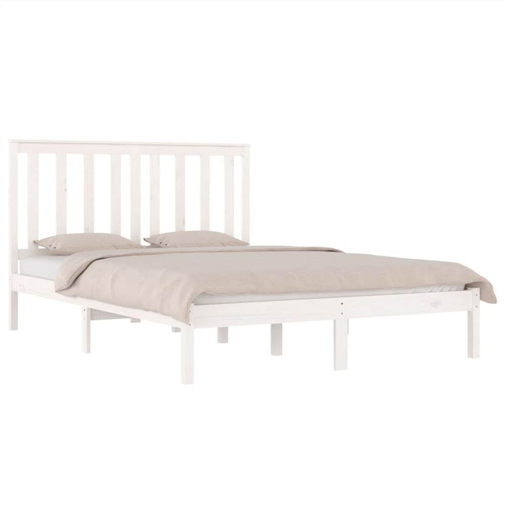 Bed Frame White Solid Wood Pine 160x200 cm