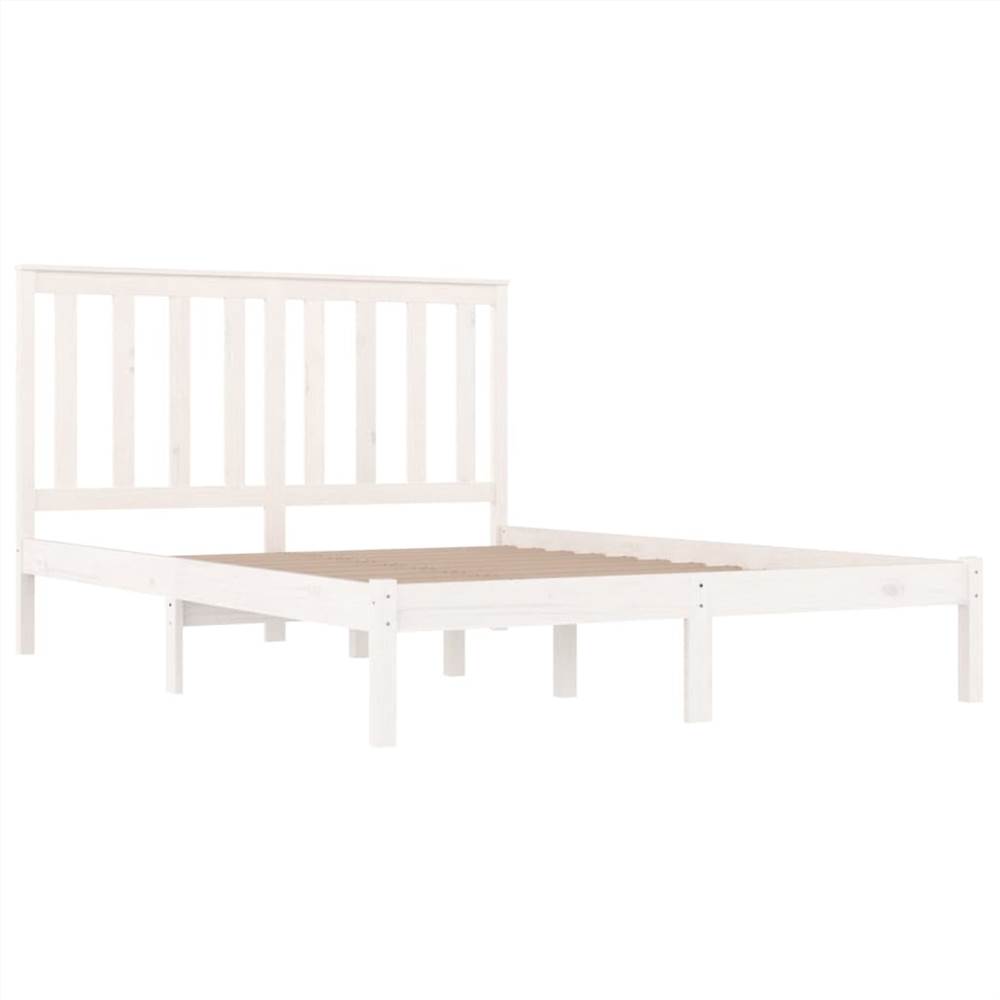 Bed Frame White Solid Wood Pine 160x200 cm