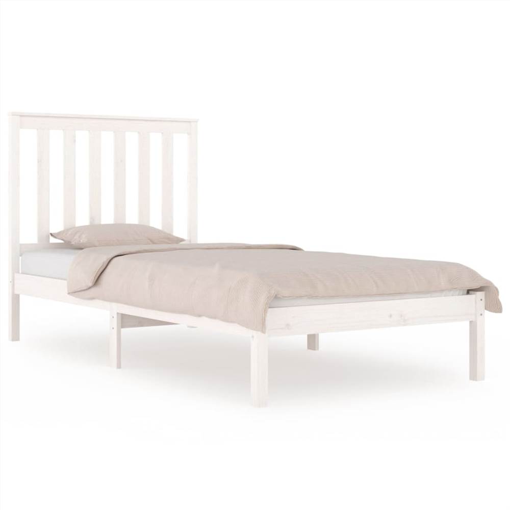 Bed Frame White Solid Wood Pine 75x190 cm 2FT6 Small Single
