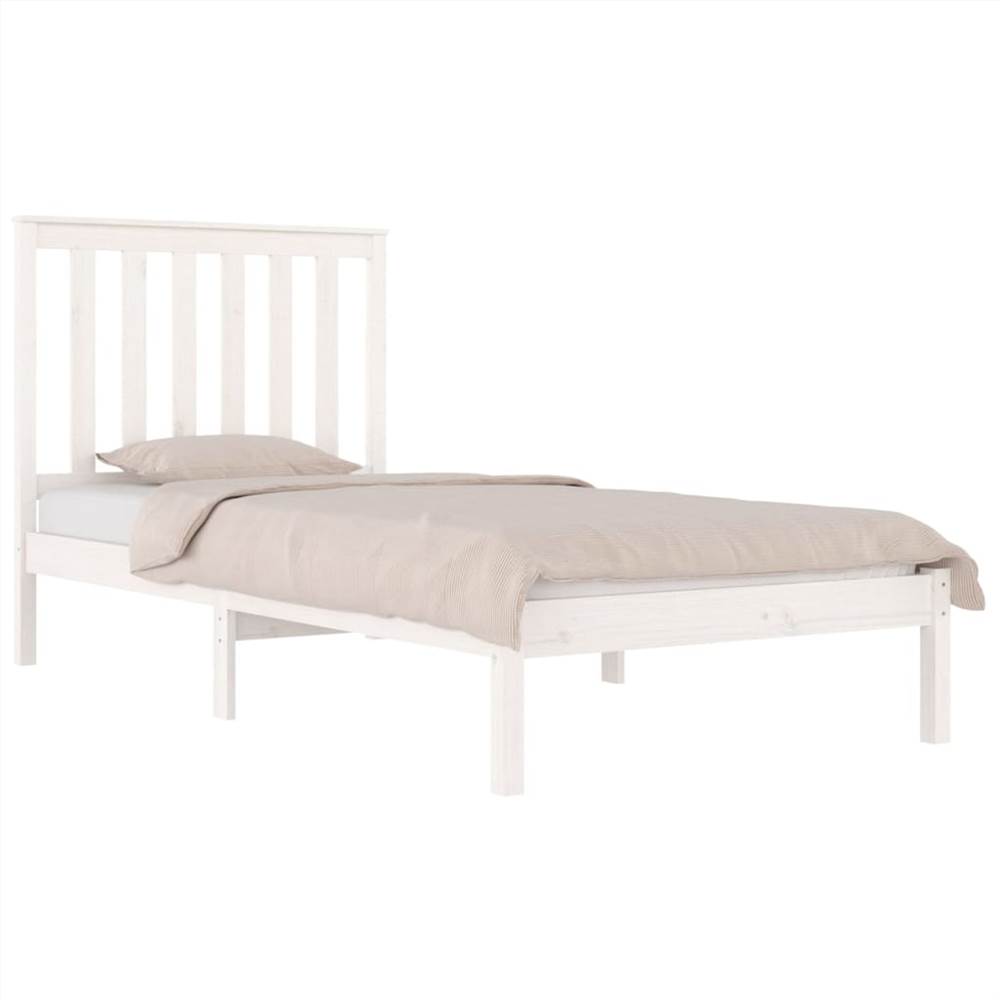 Bed Frame White Solid Wood Pine 75x190 cm 2FT6 Small Single
