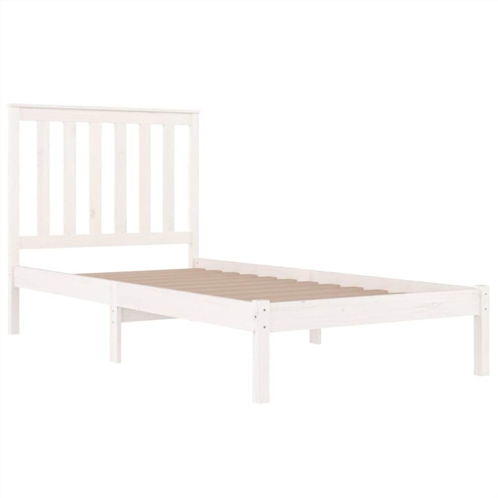 Bed Frame White Solid Wood Pine 75x190 cm 2FT6 Small Single