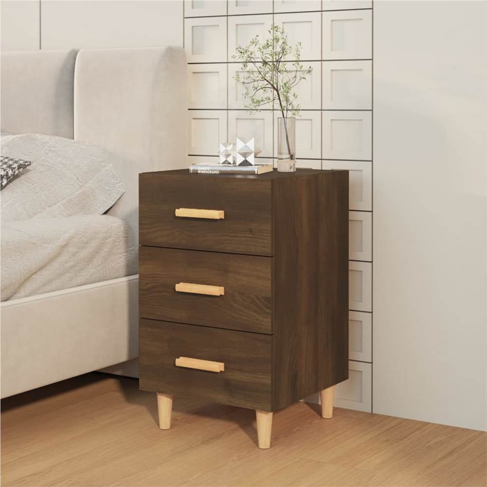 Bedside Cabinet Brown Oak X X Cm Engineered Wood