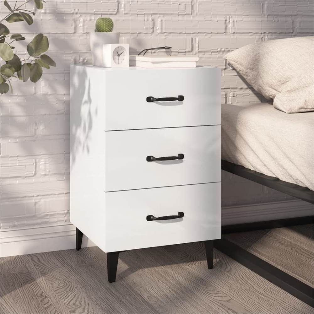 

Bedside Cabinet High Gloss White 40x40x66 cm Engineered Wood
