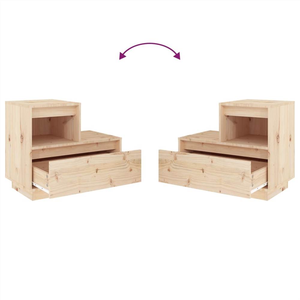 Bedside Cabinets 2 pcs 60x34x51 cm Solid Wood Pine