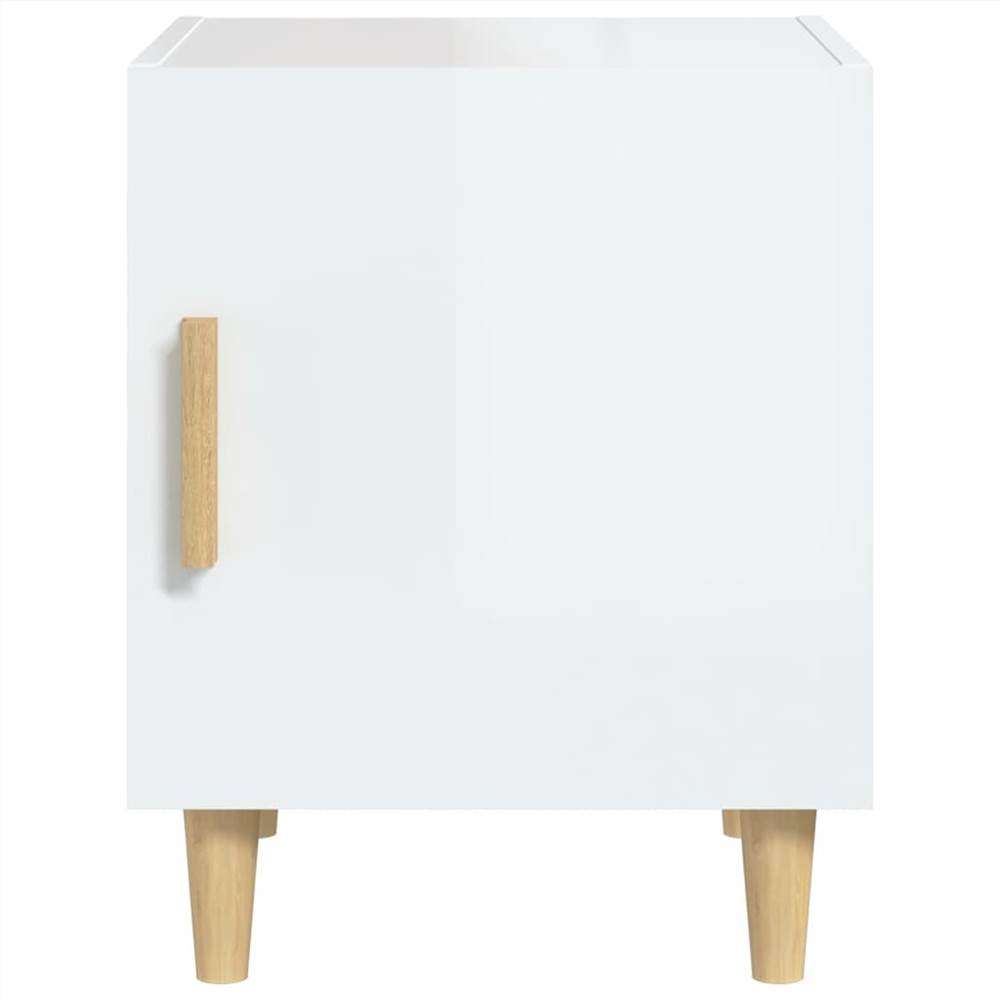 Bedside Cabinets 2 pcs High Gloss White Engineered Wood