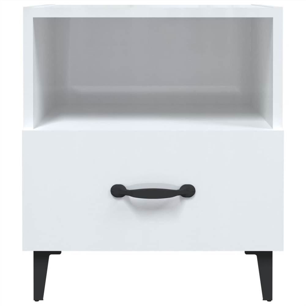 Bedside Cabinets 2 pcs High Gloss White Engineered Wood