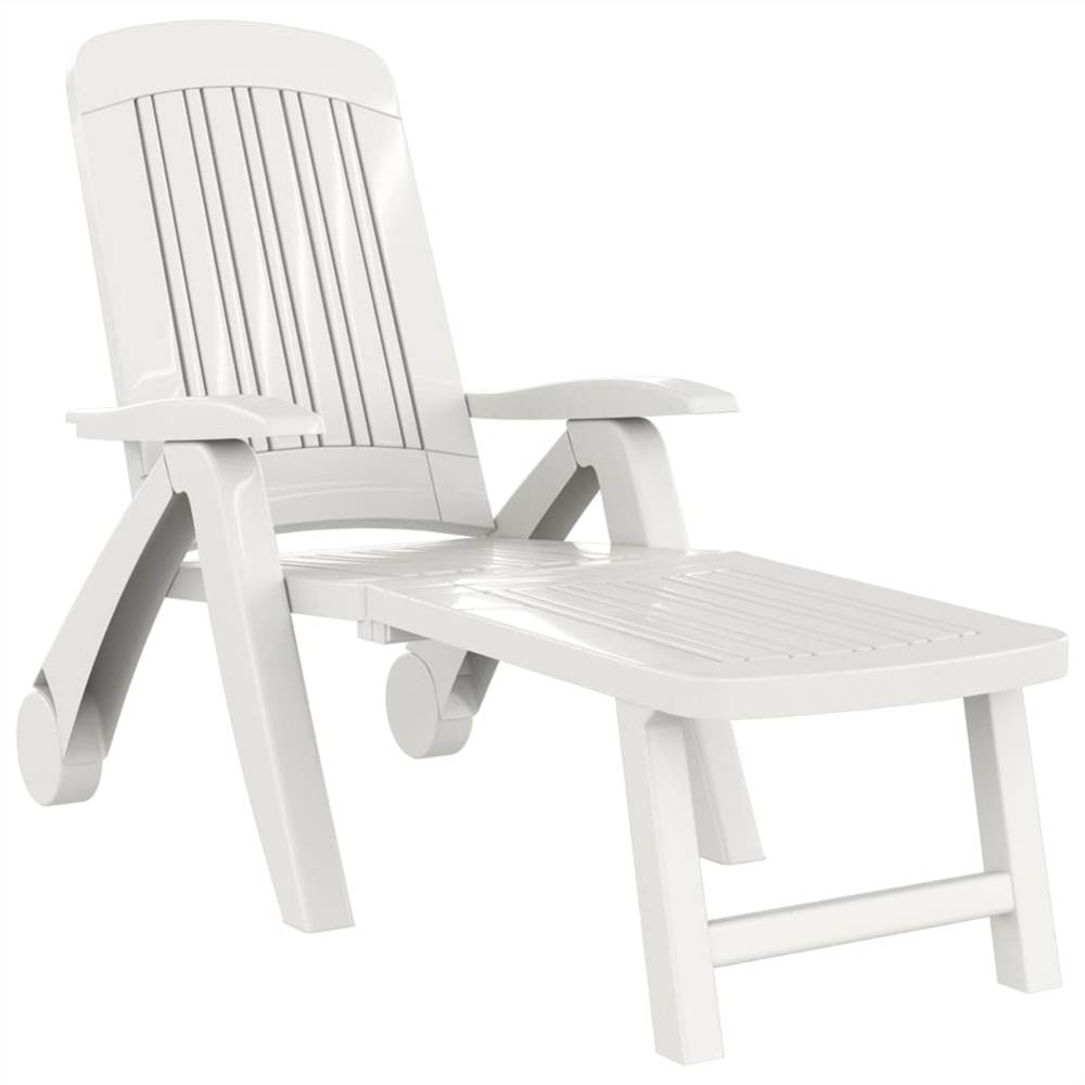 Folding Sun Lounger Polypropylene White