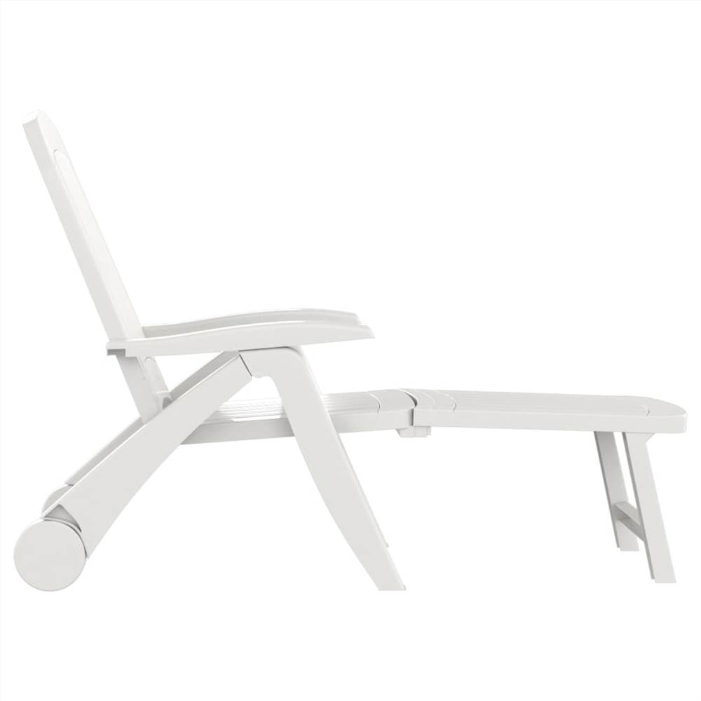 Folding Sun Lounger Polypropylene White