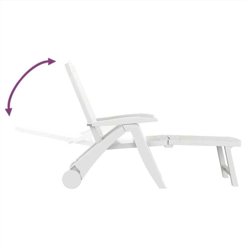 Folding Sun Lounger Polypropylene White