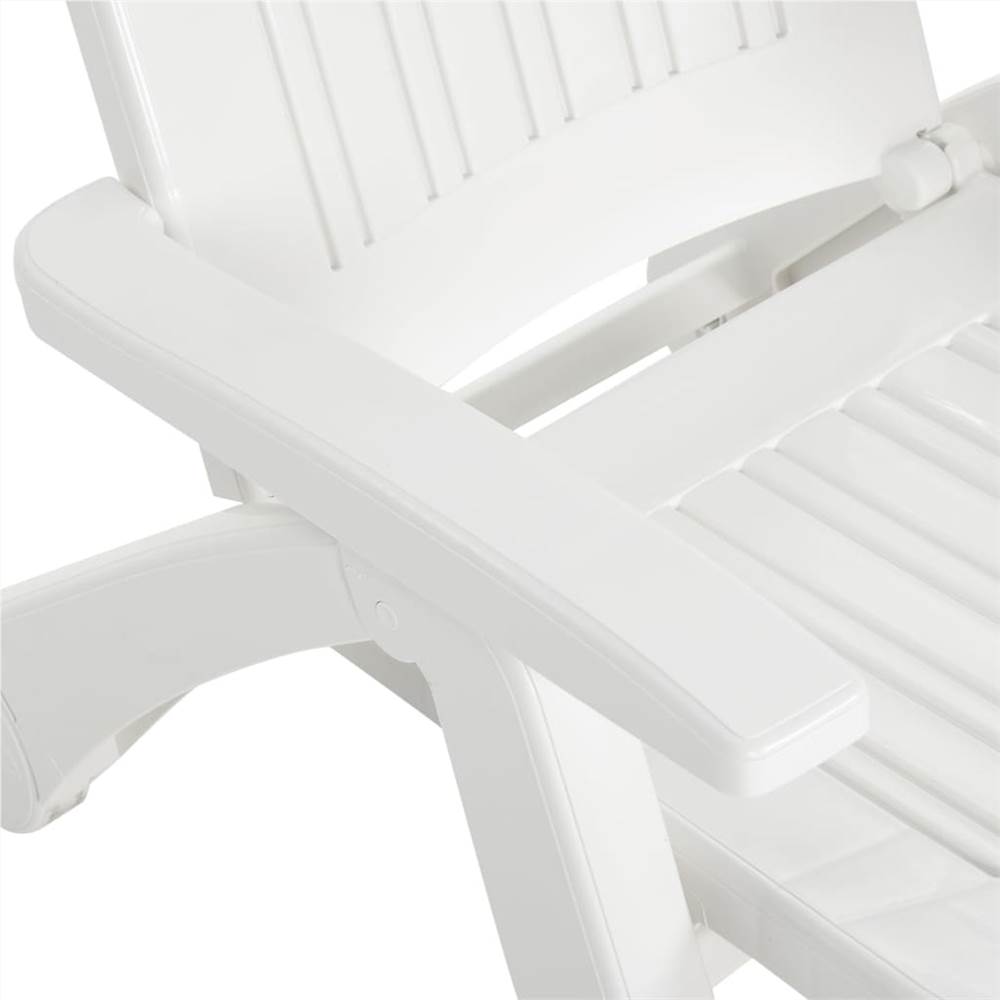 Folding Sun Lounger Polypropylene White