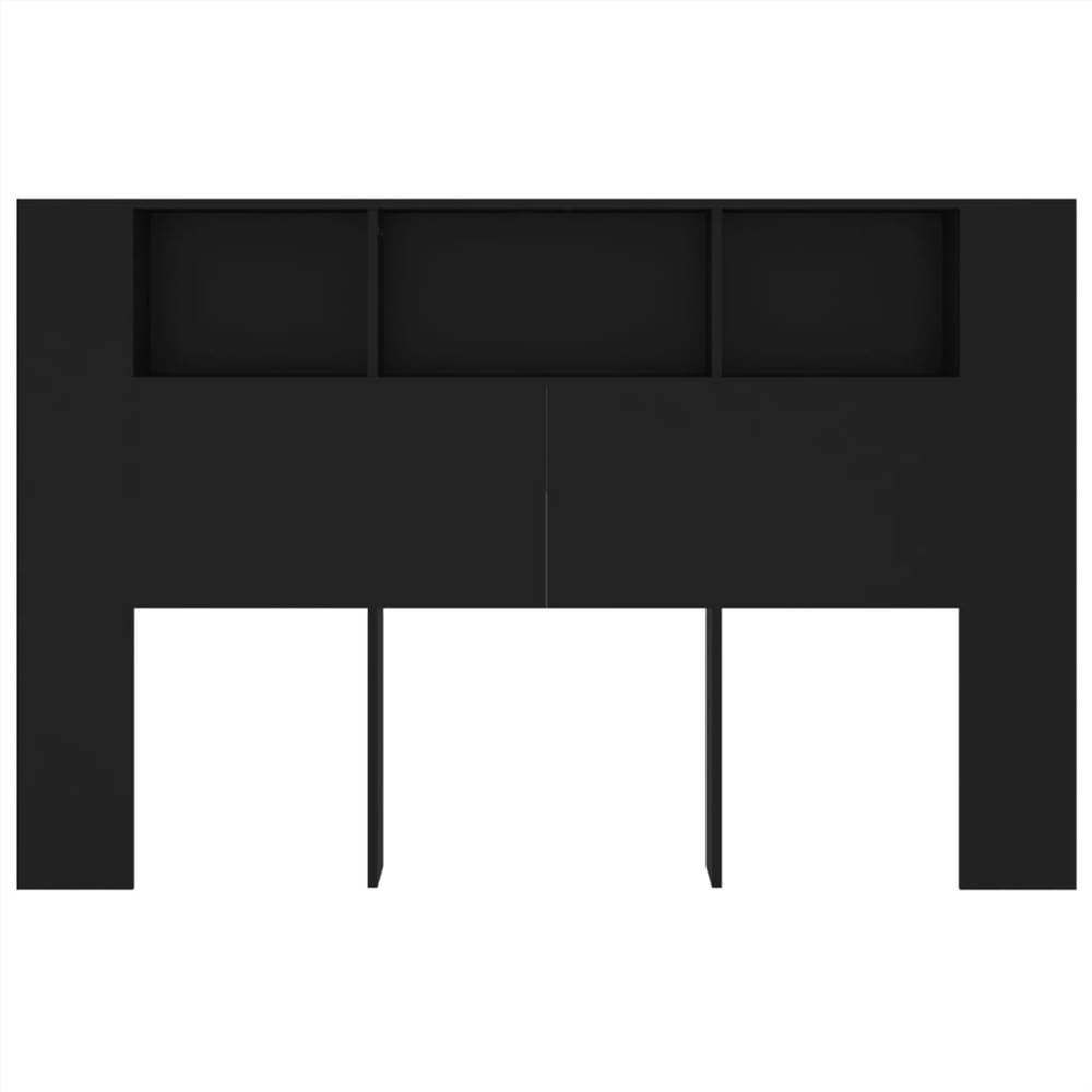 Headboard Cabinet Black 160x18.5x104.5 cm
