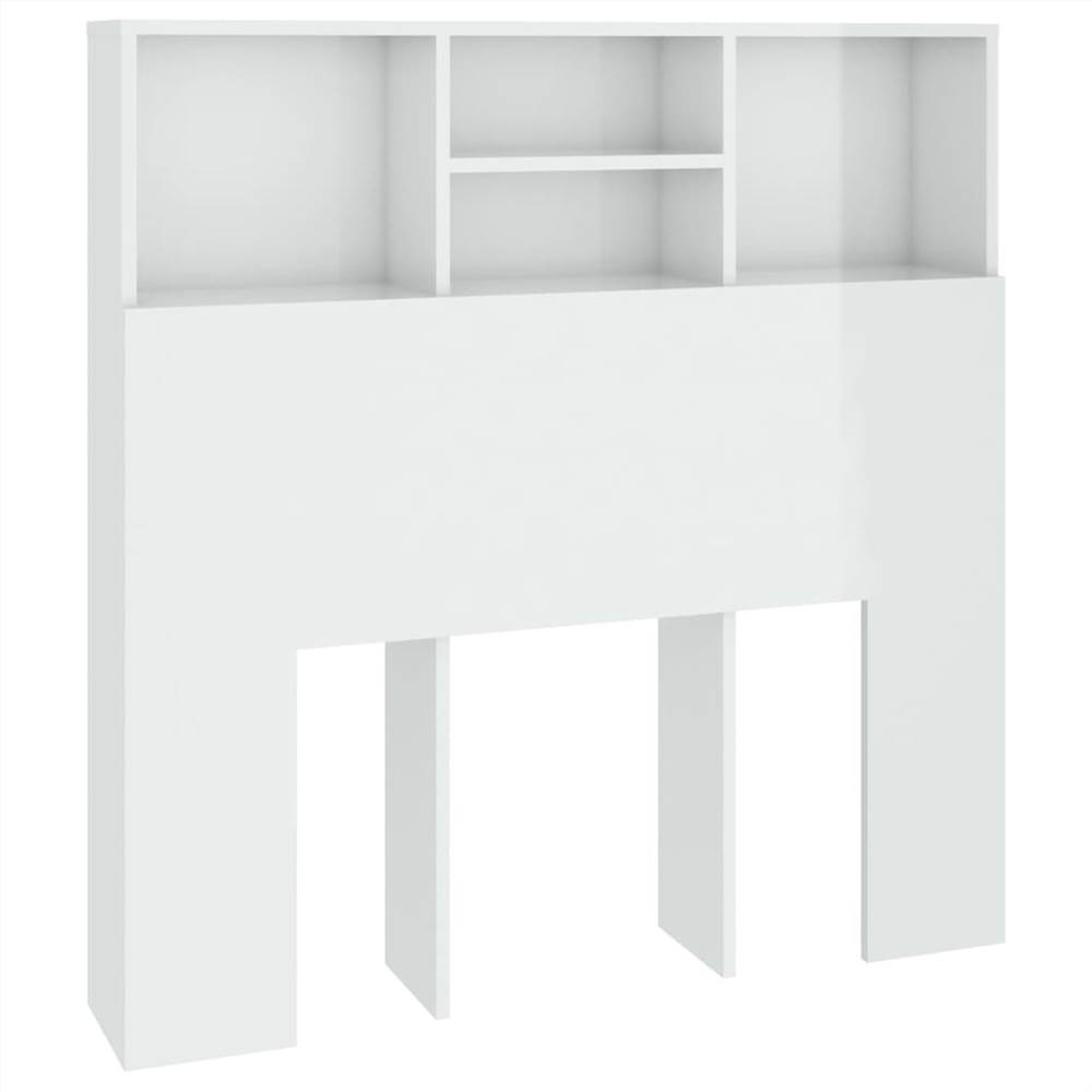 Headboard Cabinet High Gloss White 100x19x103.5 cm