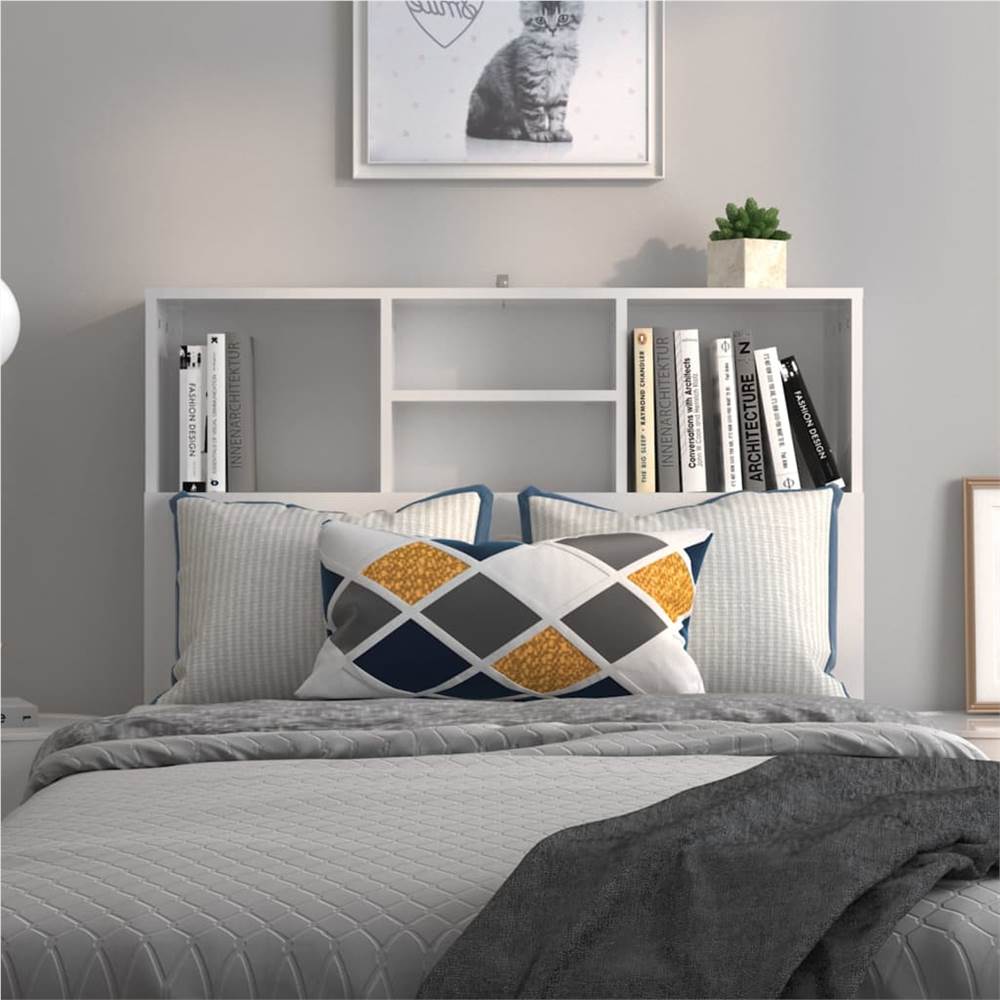 Headboard Cabinet High Gloss White 100x19x103.5 cm