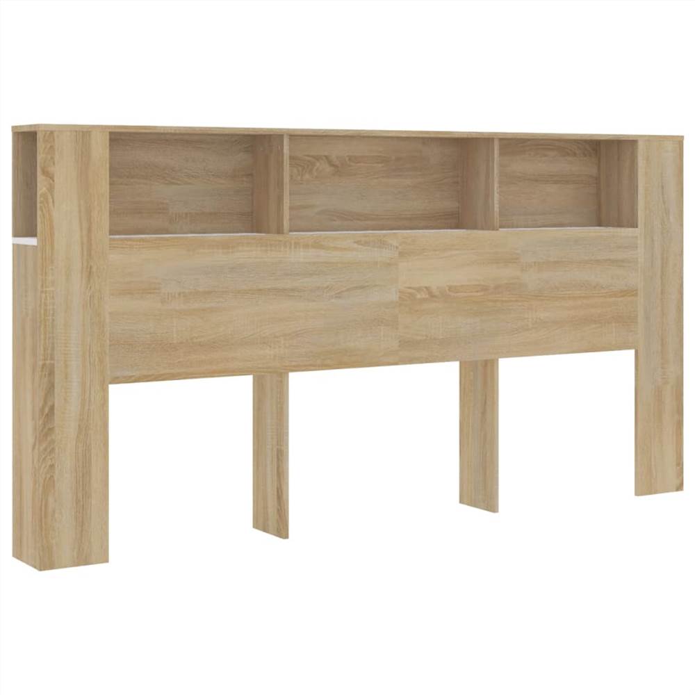 Headboard Cabinet White and Sonoma Oak 200x18.5x104.5 cm