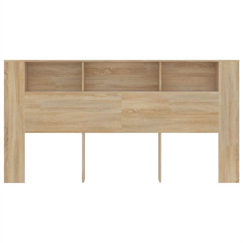 Headboard Cabinet White and Sonoma Oak 200x18.5x104.5 cm