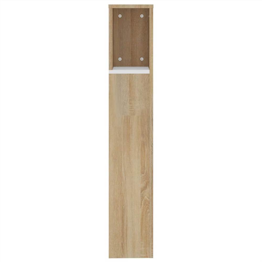 Headboard Cabinet White and Sonoma Oak 200x18.5x104.5 cm