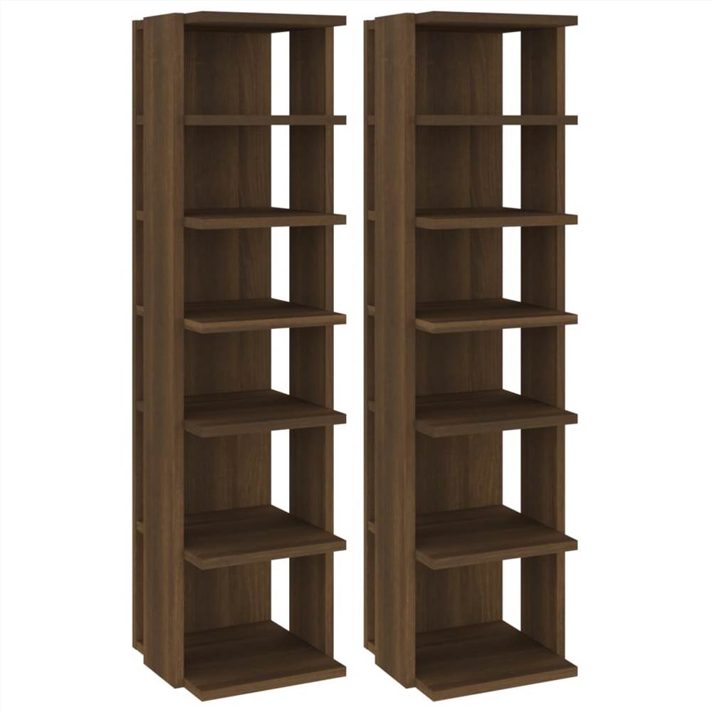Shoe Racks 2 pcs Brown Oak 25x27x102 cm Engineered Wood