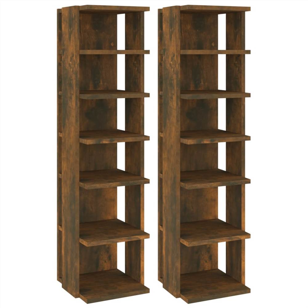 Shoe Racks 2 pcs Smoked Oak 25x27x102 cm Engineered Wood