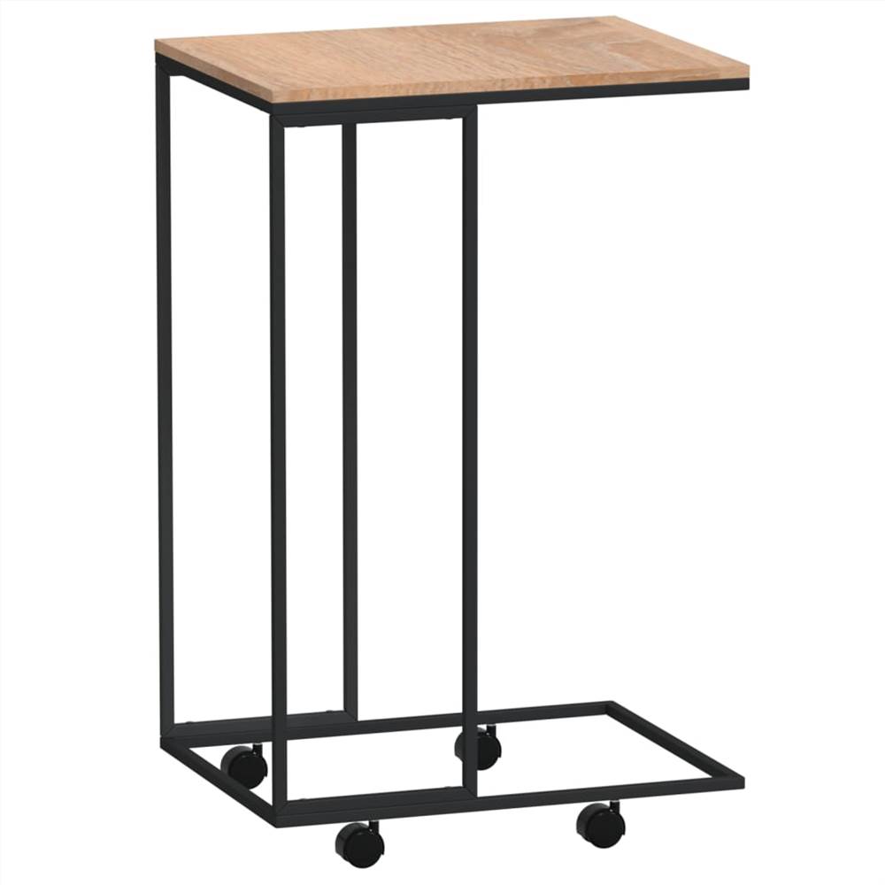 Side Table with Wheels Black 40x30x63.5 cm Engineered Wood