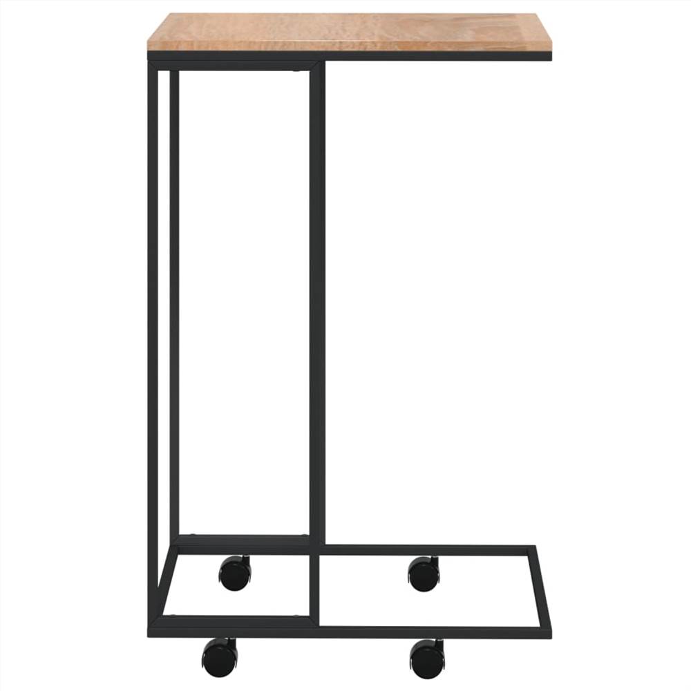 Side Table with Wheels Black 40x30x63.5 cm Engineered Wood