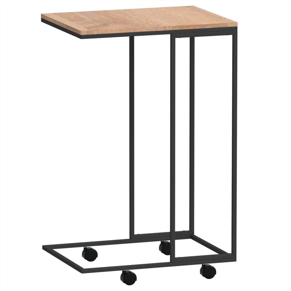 Side Table with Wheels Black 40x30x63.5 cm Engineered Wood