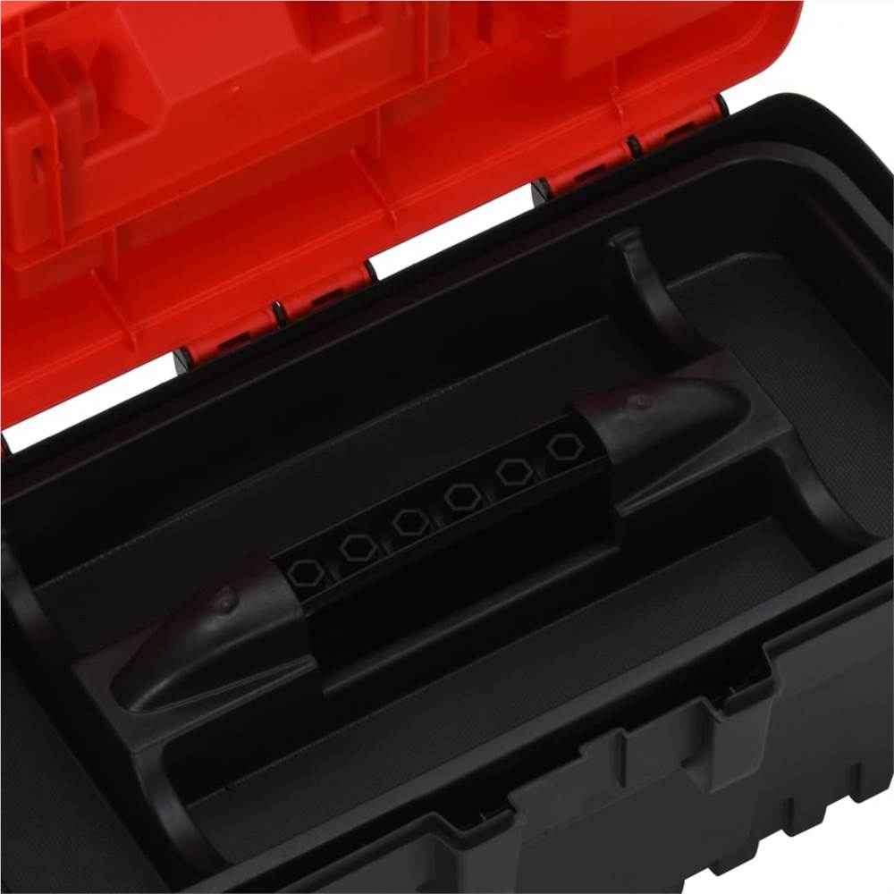 2 Piece Tool Box Set Black and Red Polypropylene