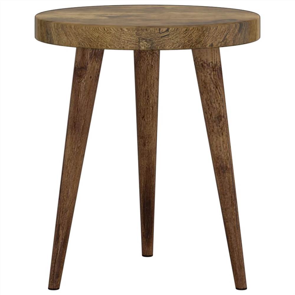 3 Piece Side Table Set Dark Brown MDF and Iron