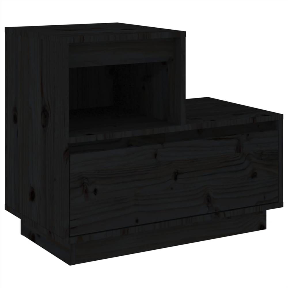 Bedside Cabinet Black 60x34x51 cm Solid Wood Pine