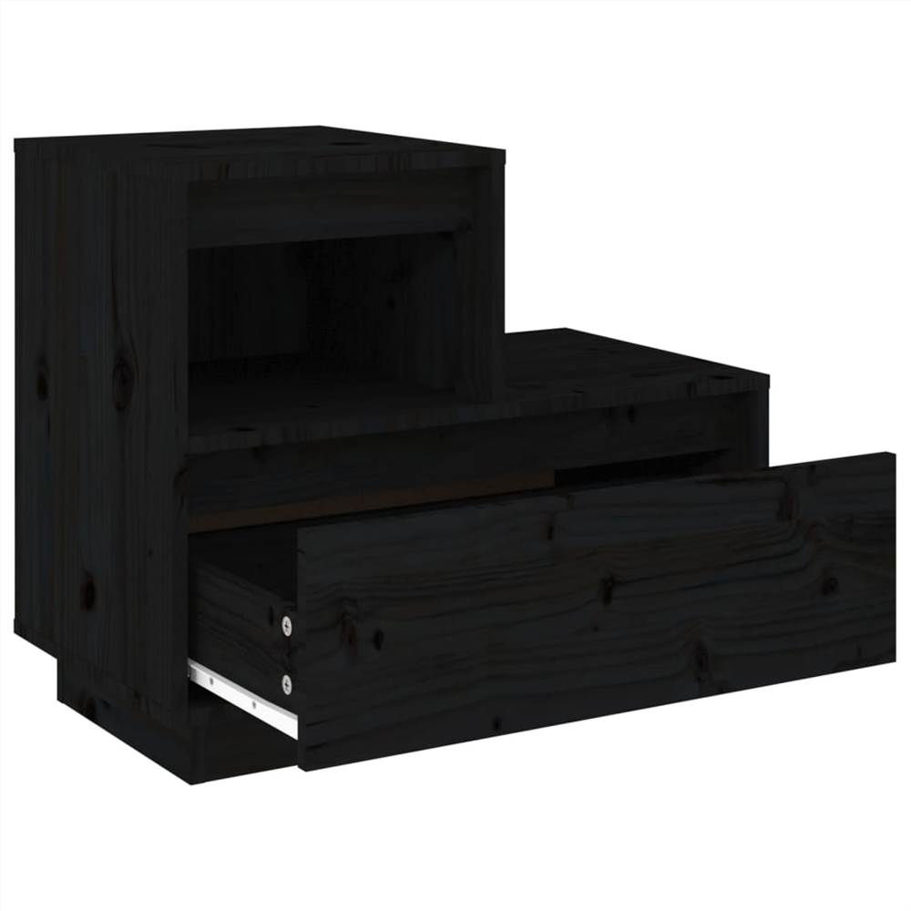 Bedside Cabinet Black 60x34x51 cm Solid Wood Pine