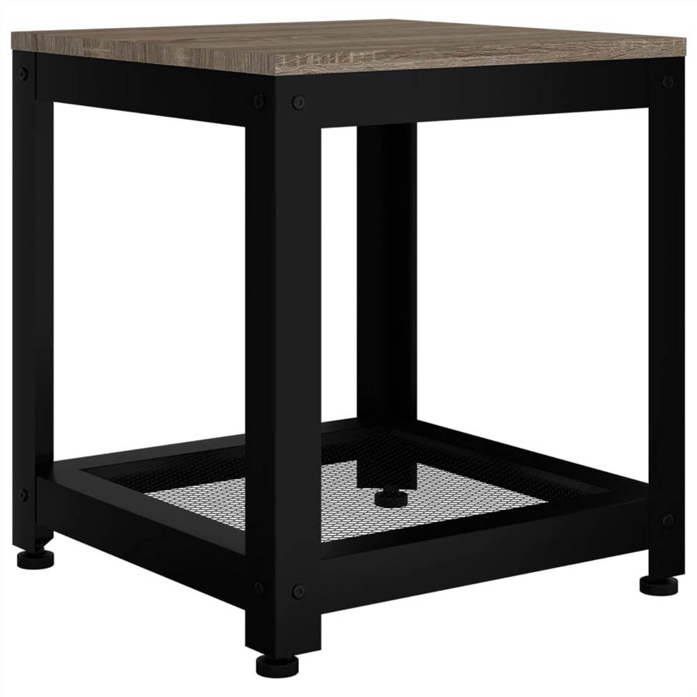 Side Table Grey and Black 40x40x45 cm MDF and Iron