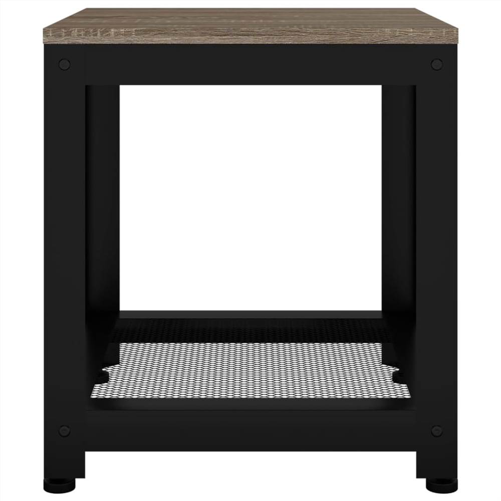 Side Table Grey and Black 40x40x45 cm MDF and Iron