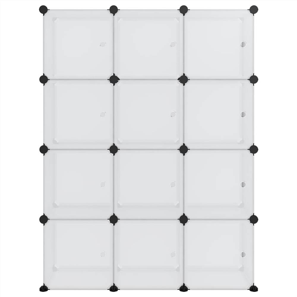 Storage Cube Organiser with 12 Cubes and Doors Transparent PP