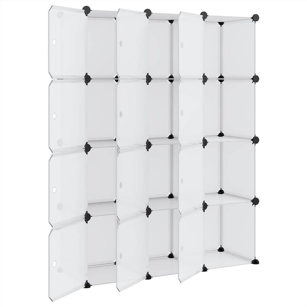 Storage Cube Organiser with 12 Cubes and Doors Transparent PP