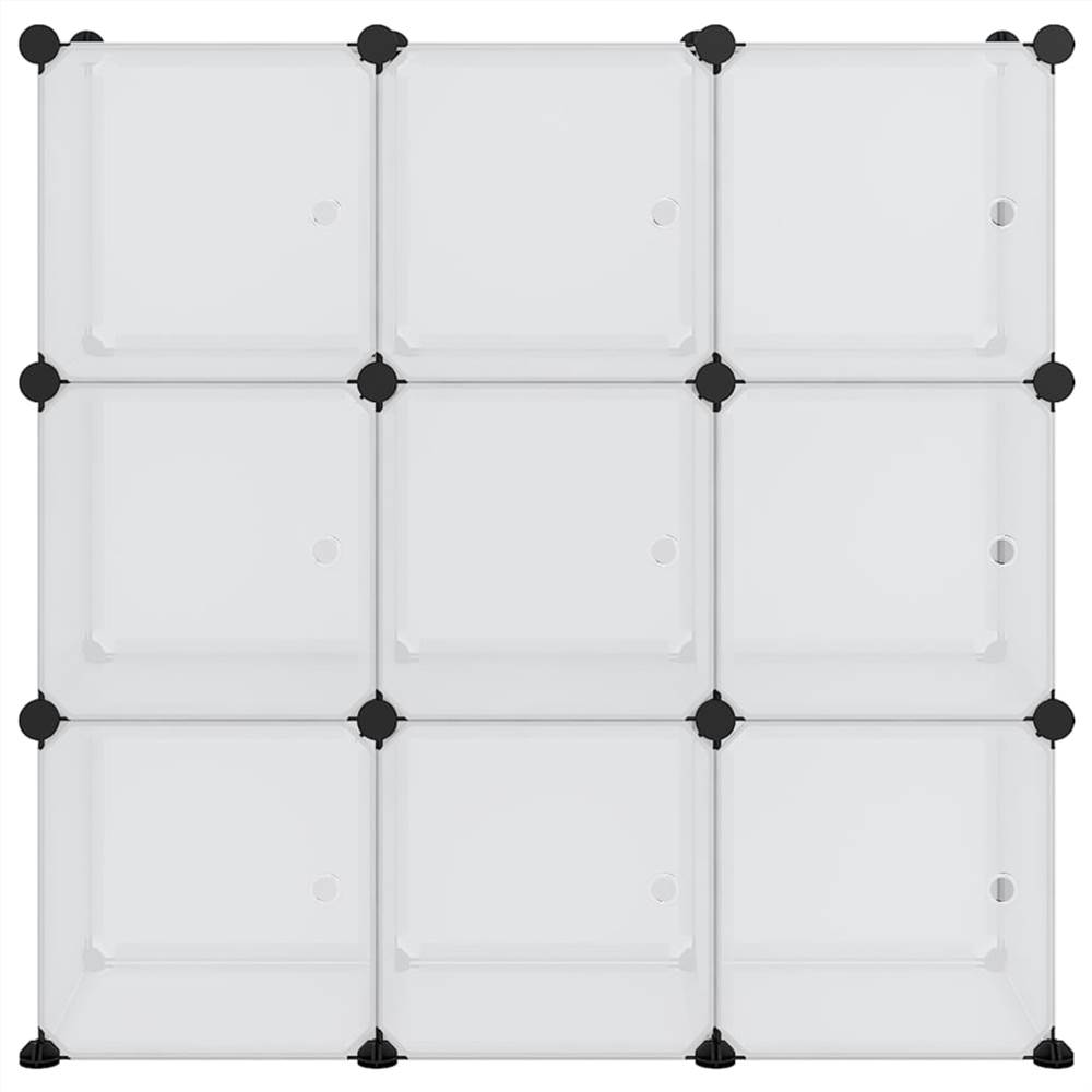 Storage Cube Organiser with 9 Cubes and Doors Transparent PP