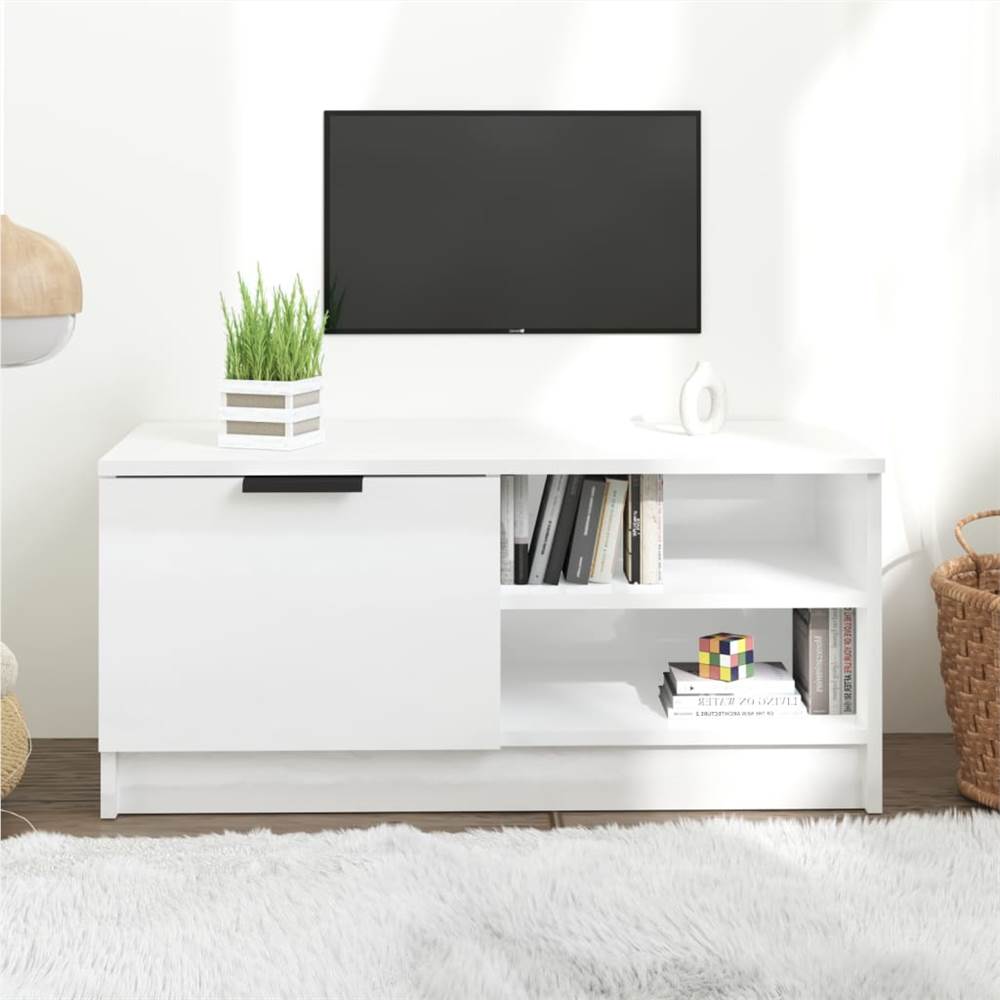 

TV Cabinet High Gloss White 80x35x36.5 cm Engineered Wood