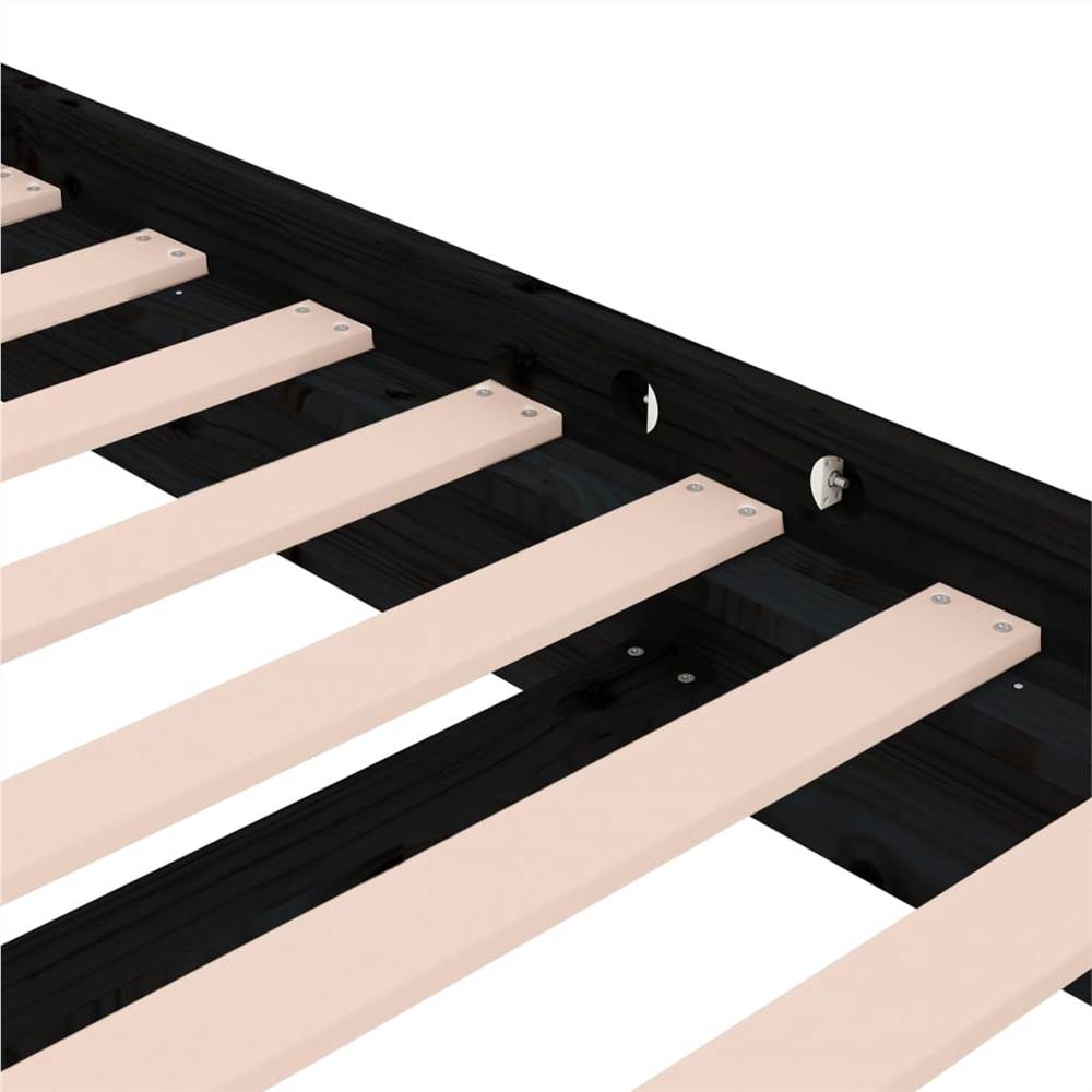 Bed Frame Black Solid Wood Pine 150x200 cm 5FT King Size