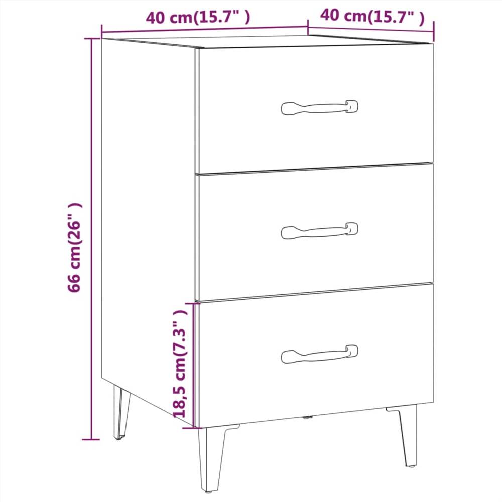 Bedside Cabinet Black 40x40x66 cm Engineered Wood